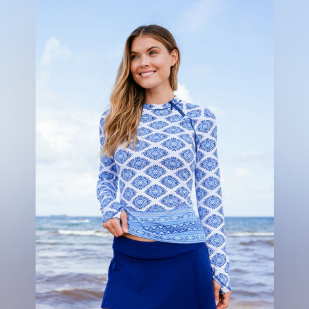 CABANA LIFE | Batik Print Zipper Rashguard